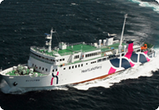 フェリーで利尻島へ到着
            